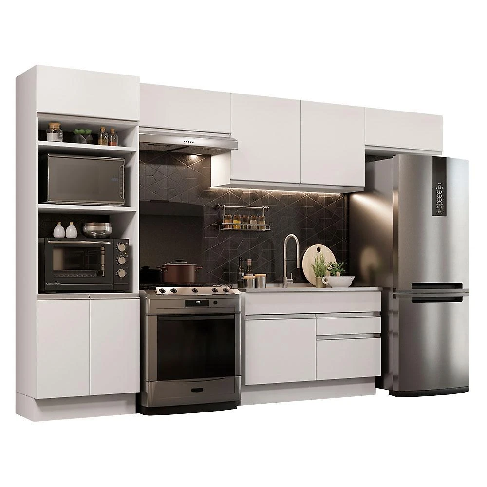 Cozinha completa madesa glamy 350001 com armário e balcão (sem tampo e pia) - branco