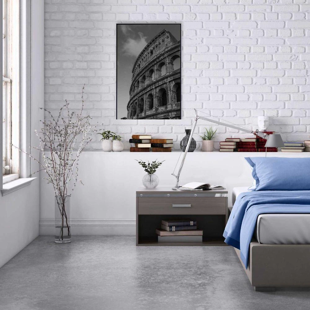 Quadro Coliseu Preto E Branco 60x90 Cm Vidro Impresso