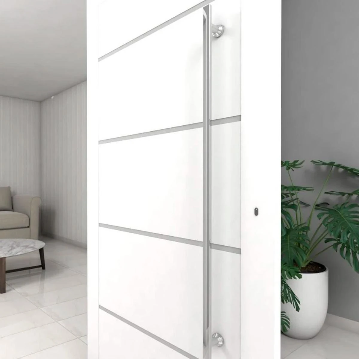 Miniatura Puxador De Porta 1 Metro Inox 304 Escovado Madeira Vidro