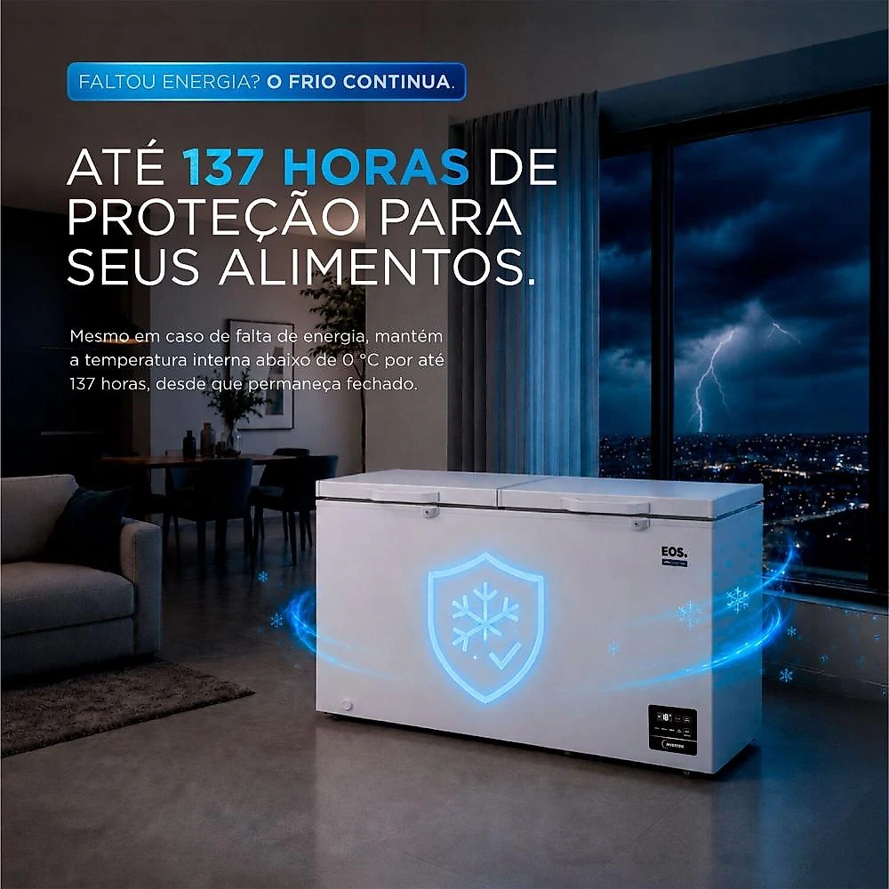 Freezer e Conservador Horizontal EOS 395 Litros Digital Tripla Ação Max Inverter EFH501IDXX Bivolt