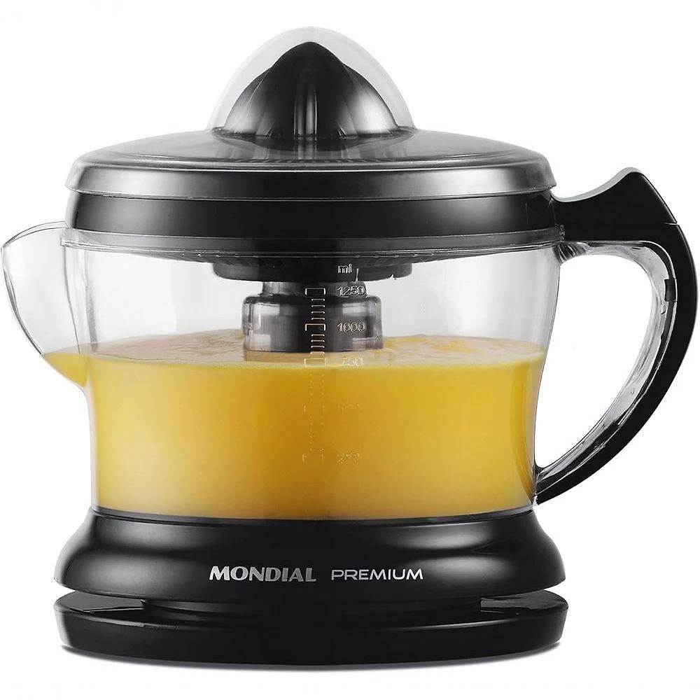 Espremedor de Frutas Elétrico Espremedor Premium E-02 30W 220V Jarra 1,25L Preto Mondial