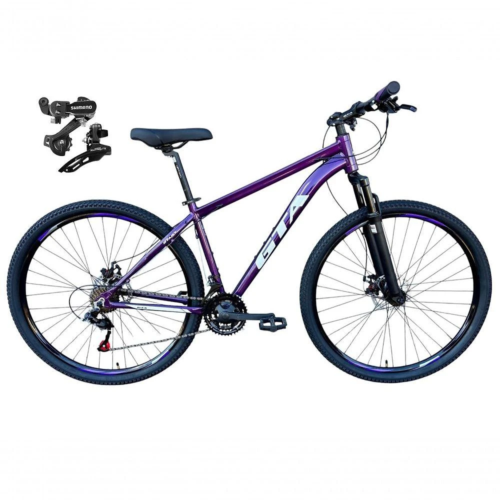 Bicicleta Aro 29 Gta Start Câmbios Shimano 21v Freio A Disco Mountain Bike Alumínio Roxo Tam: 21