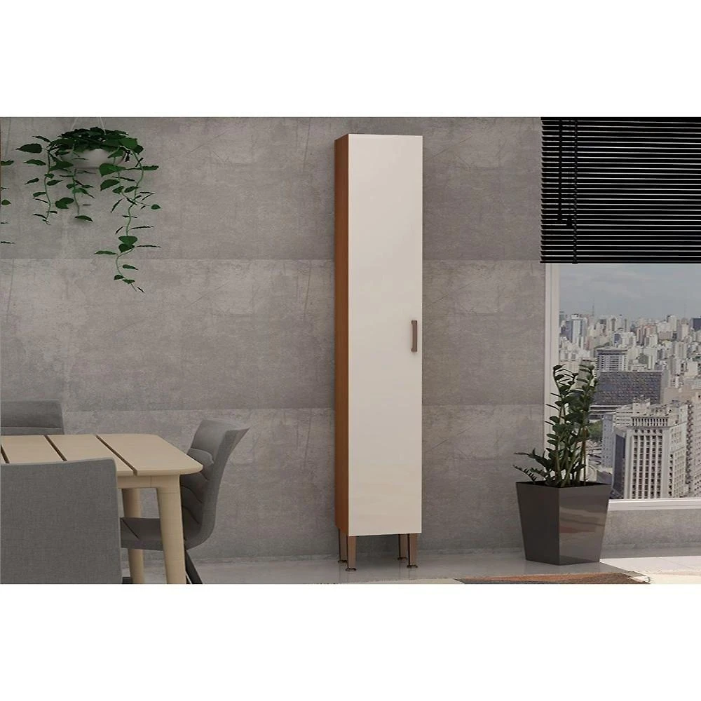 Paneleiro de Cozinha Essência com 1 Porta 3 Prateleiras em MDF 34,8cm Freijo-white Laca
