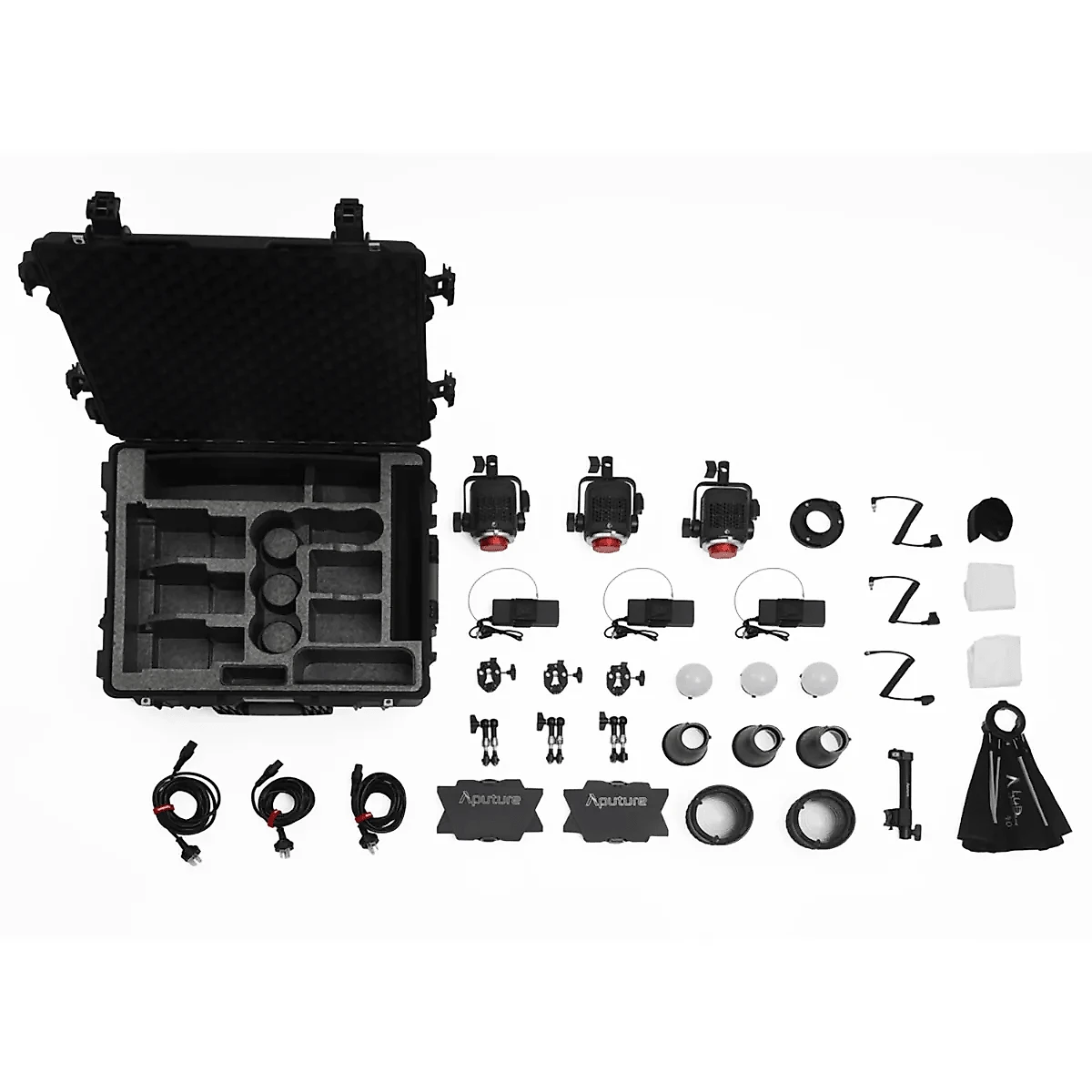 Kit 3 Iluminadores LED Aputure STORM 80c BLAIR-CG Full Color 80W IP65 e Case (Bivot)