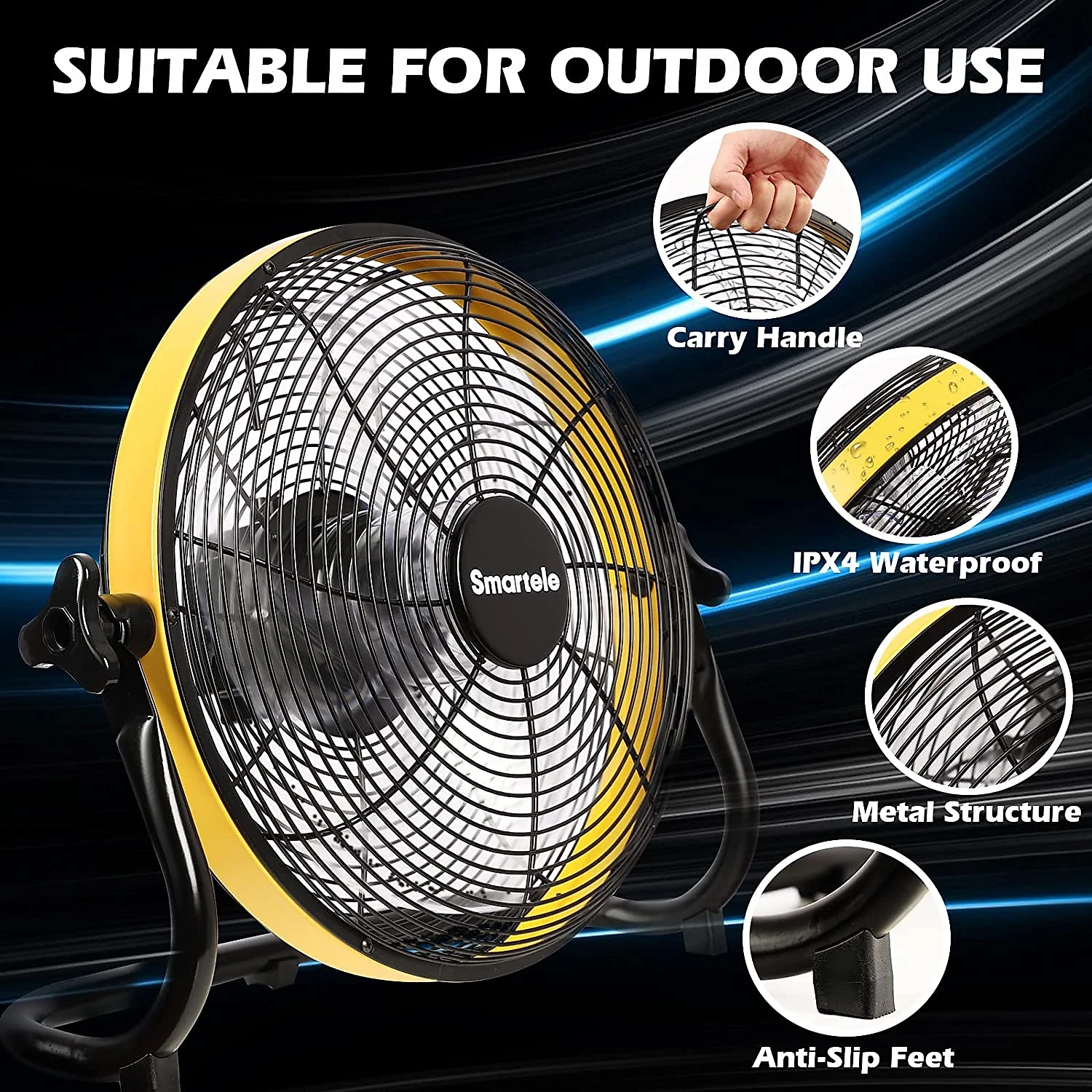 Smartele FF12 Ventilador de Piso com 3 Velocidades 110V Amarelo