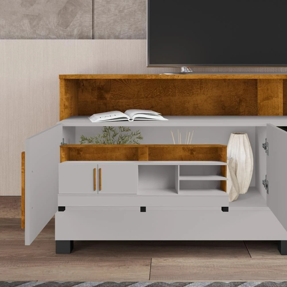 Miniatura Estante Para Tv 65 Polegadas Iracema Off White Nature