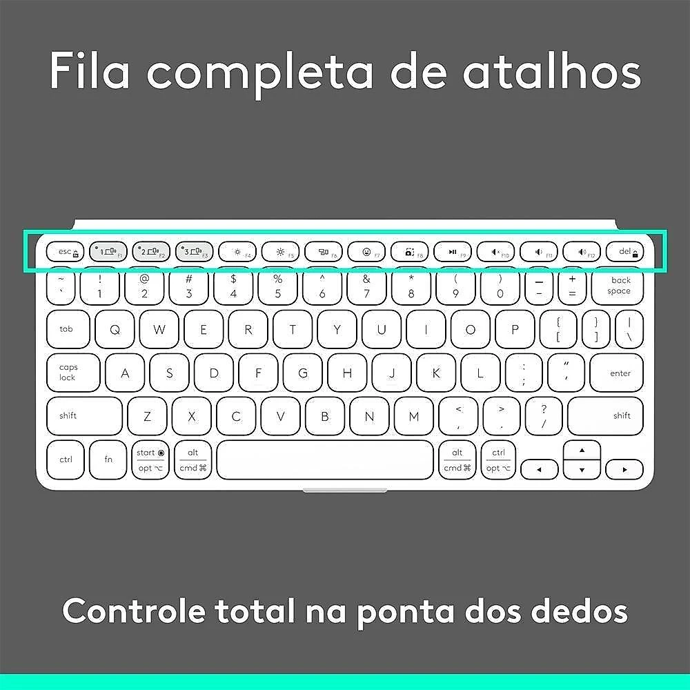 Teclado Sem Fio Logitech Keys-To-Go 2, Bluetooth, para Tablets, macOs, Windows, Capa Integrada, Claro - 920-012919