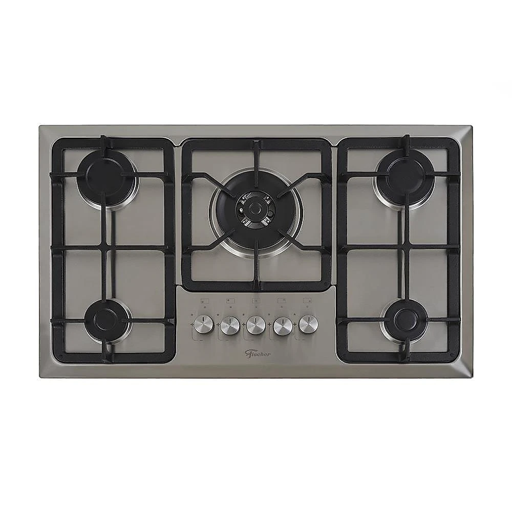 Cooktop 5 Bocas Fischer Infinity Trempe De Ferro Tripla Chama à Gás Mesa Inox Bivolt