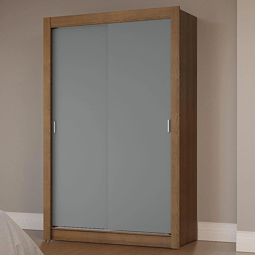 Guarda-roupa solteiro 2 portas de correr rustic/cinza milano madesa