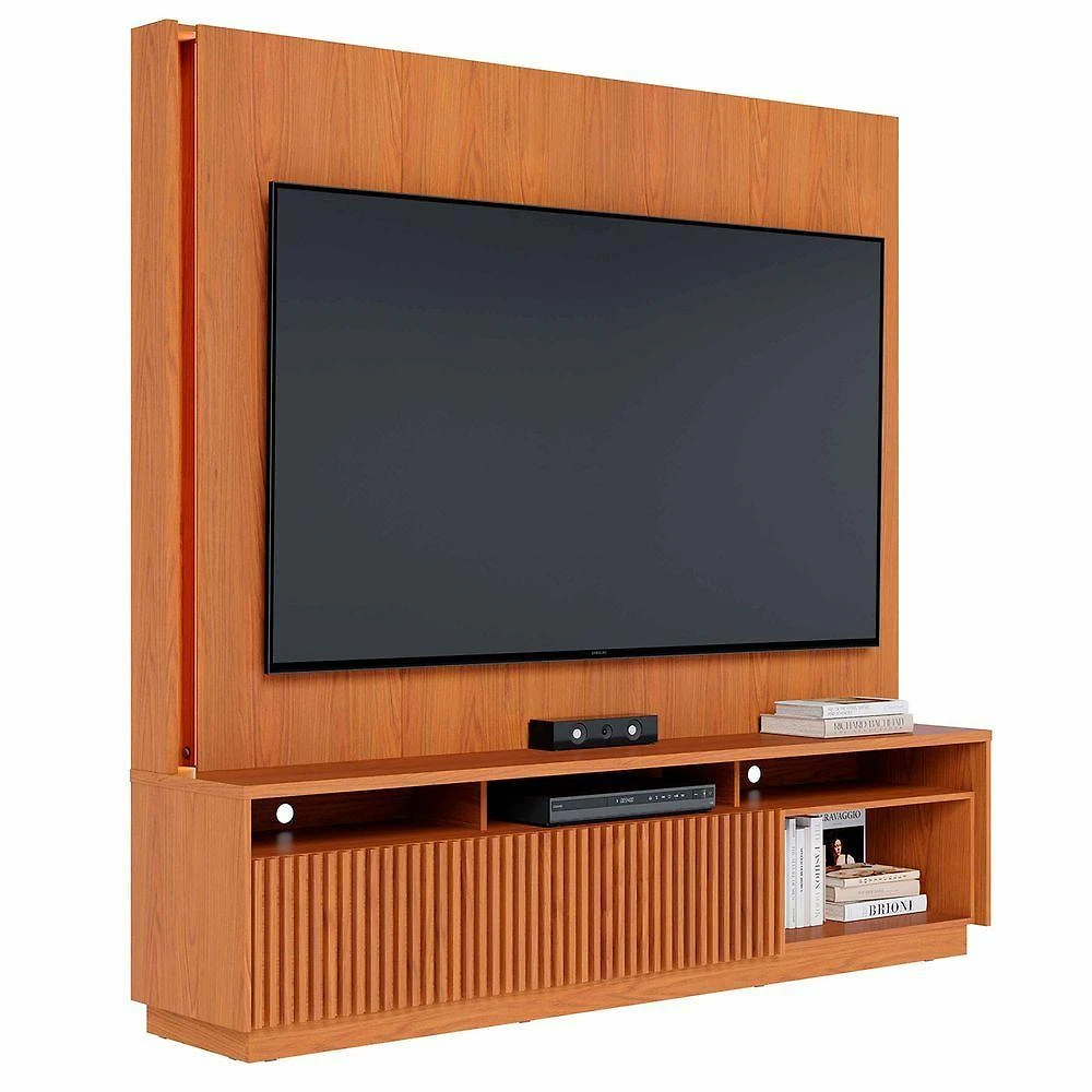 Miniatura Estante Painel Tv 75 Pol Com Led 200cm Mafra Freijó C05 Mpozenato