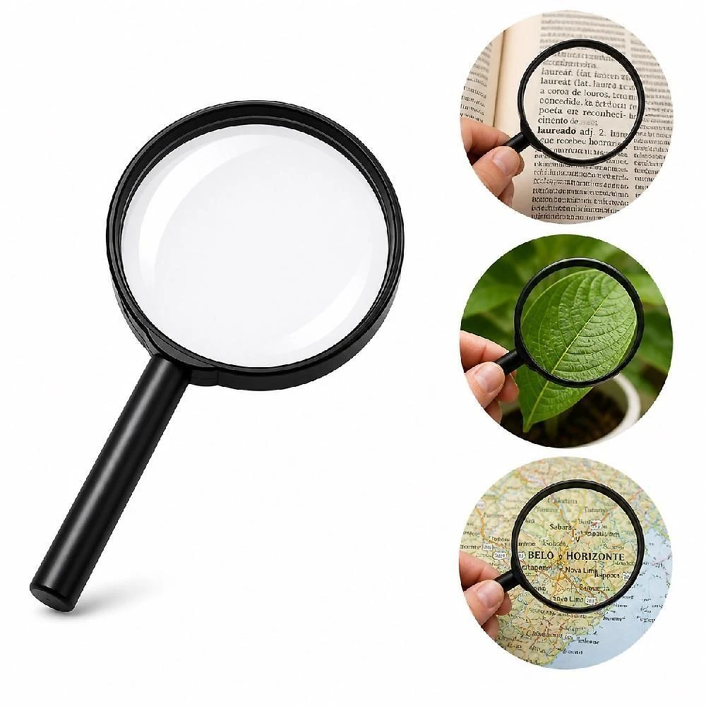 Lupa de Mão Yeet Luxo 100mm Lente de Aumento Vidro para Leitura e Observação de Detalhes
