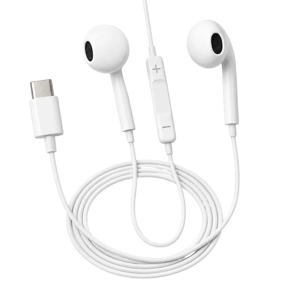 Fone de Ouvido com Fio Tipo C MDM Classic com Microfone para Voz Clara em Reuniões Branco