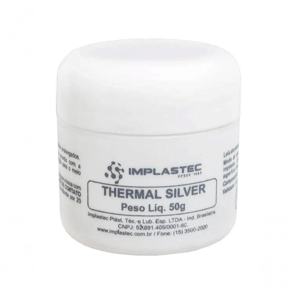 Pasta Térmica Thermal Silver 1,2 W-MK com Alta Dissipação de Calor Prata Implastec