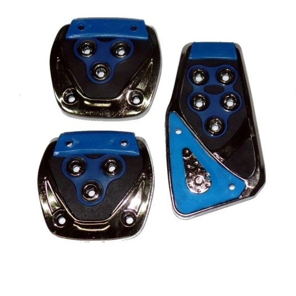Kit Pedaleiras Esportivas Acessórios Carros Corrida Universal 3 Peças Cor:azul