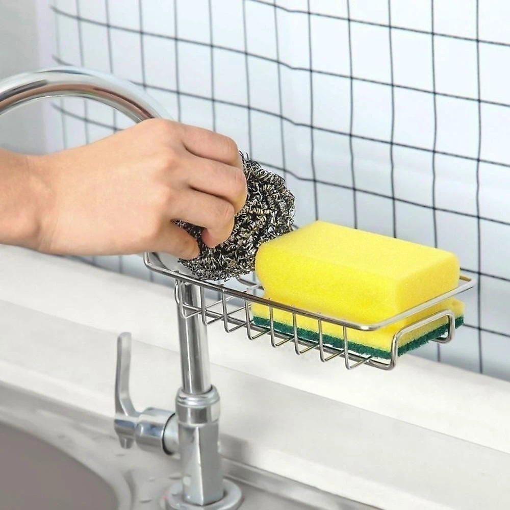 Suporte Organizador De Pia E Chuveiro Inox Porta Detergente Esponja Shampooo Rack Multiuso Cozinha