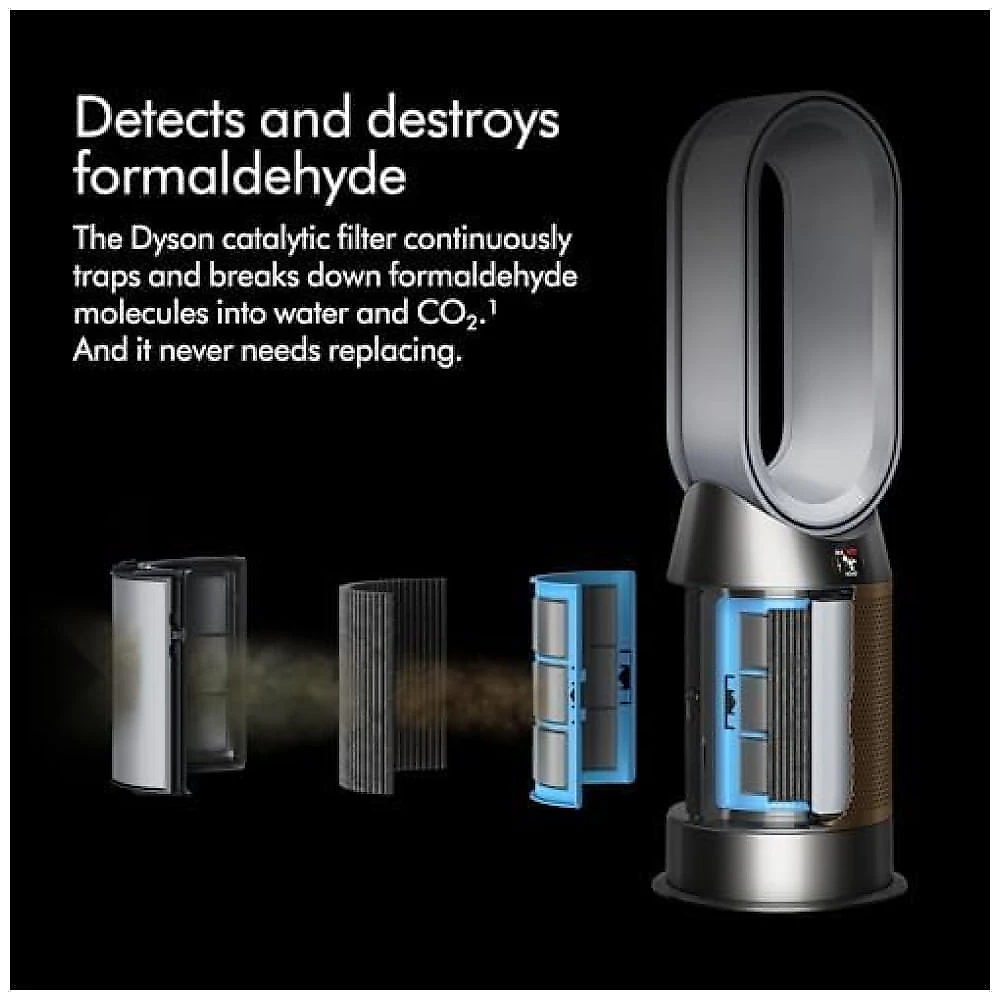 Purificador de Ar Dyson Hot+Cool Formaldeído HP09 Branco Dourado HEPA Carbono Ativado Aquecimento Resfriamento 120V