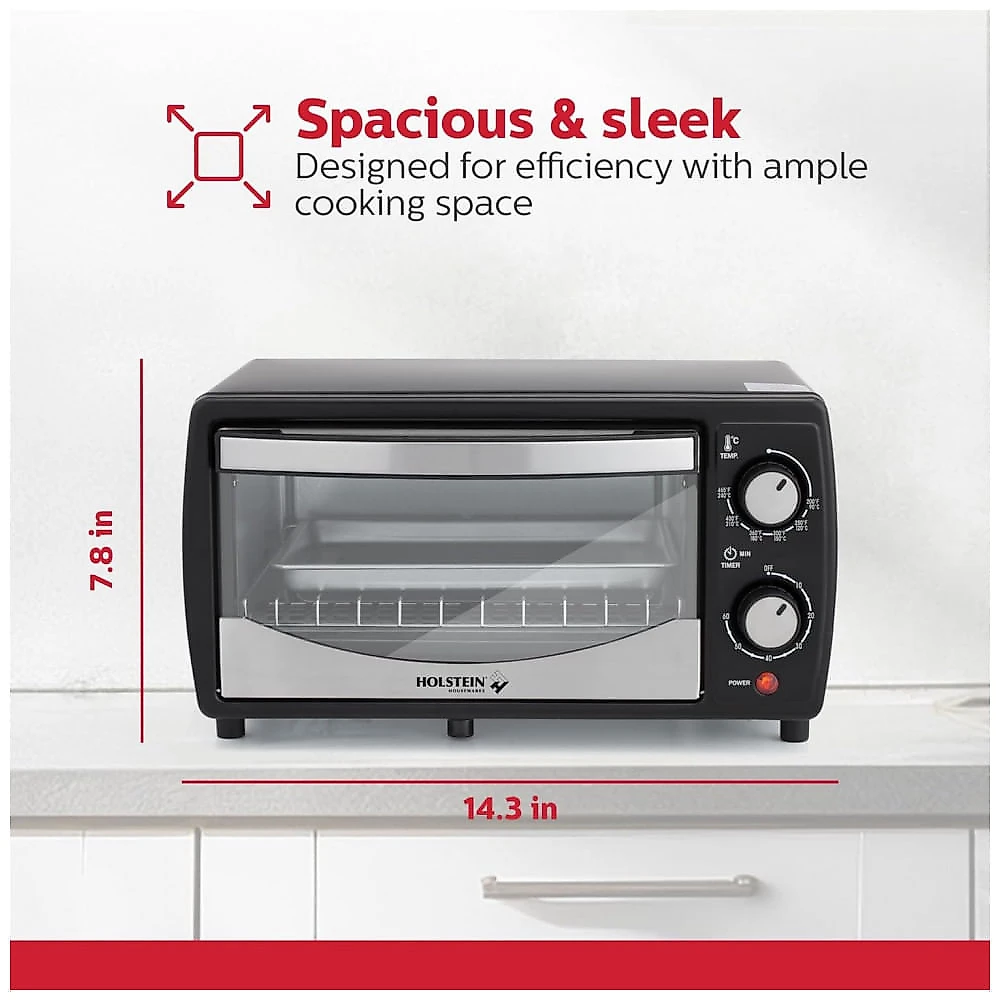 Forno elétrico de bancada 9L Holstein Housewares preto inox 4 fatias 700W 110V