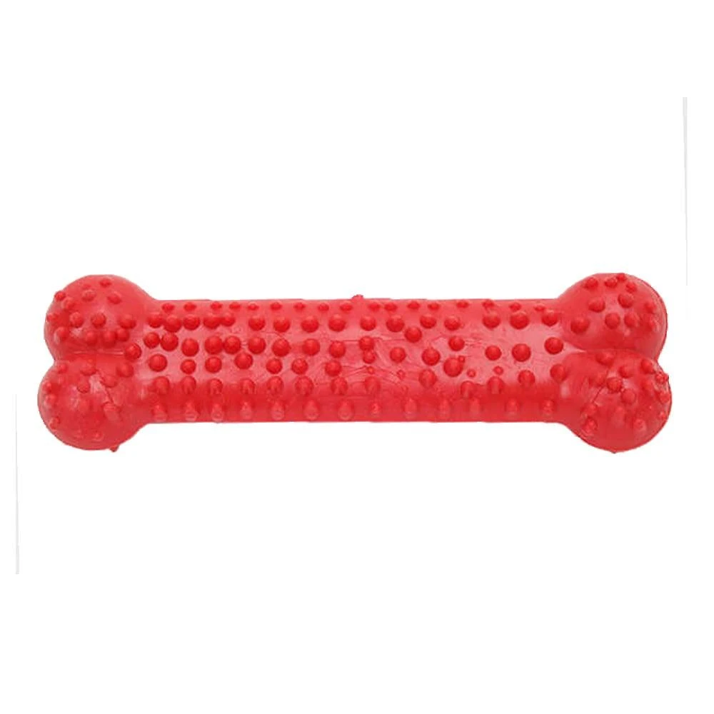 Brinquedo Osso Plaque Ataque Borracha com Cravo Vermelho - Tam. P