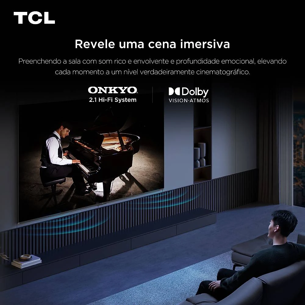 Smart TV TCL 55 Polegadas QLED 4K P8K WiFi Bluetooth Google TV 144Hz HDR10+ Dolby Atmos Vision 55P8K