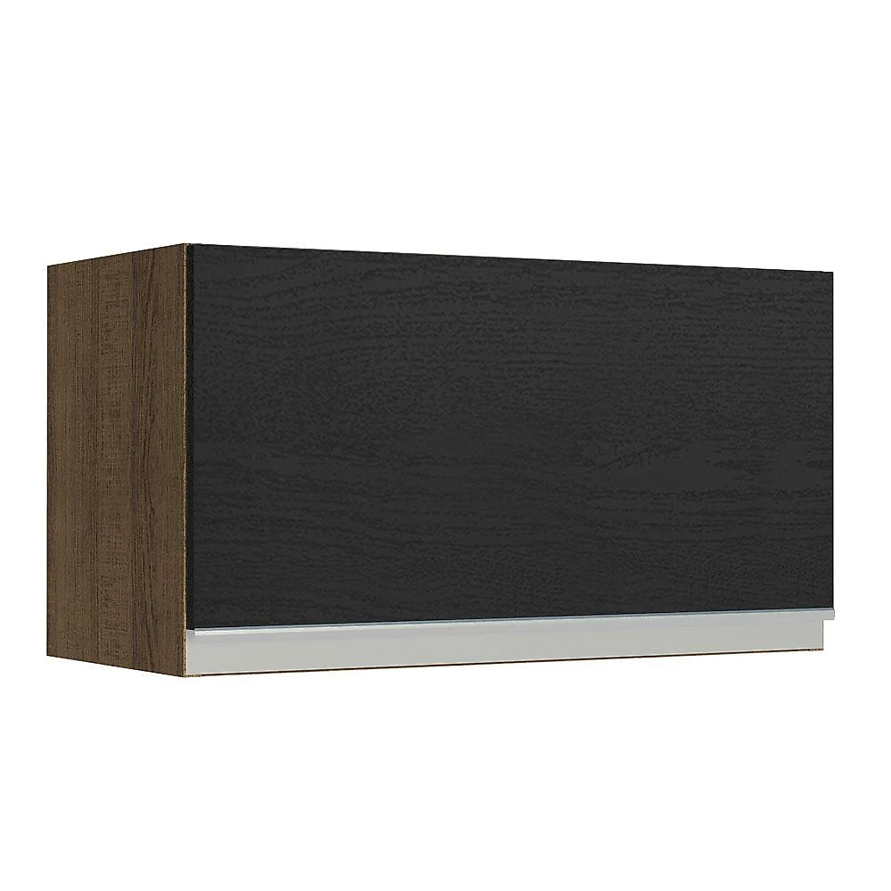 Armário de cozinha aéreo 60 cm 1 porta rustic/preto glamy madesa