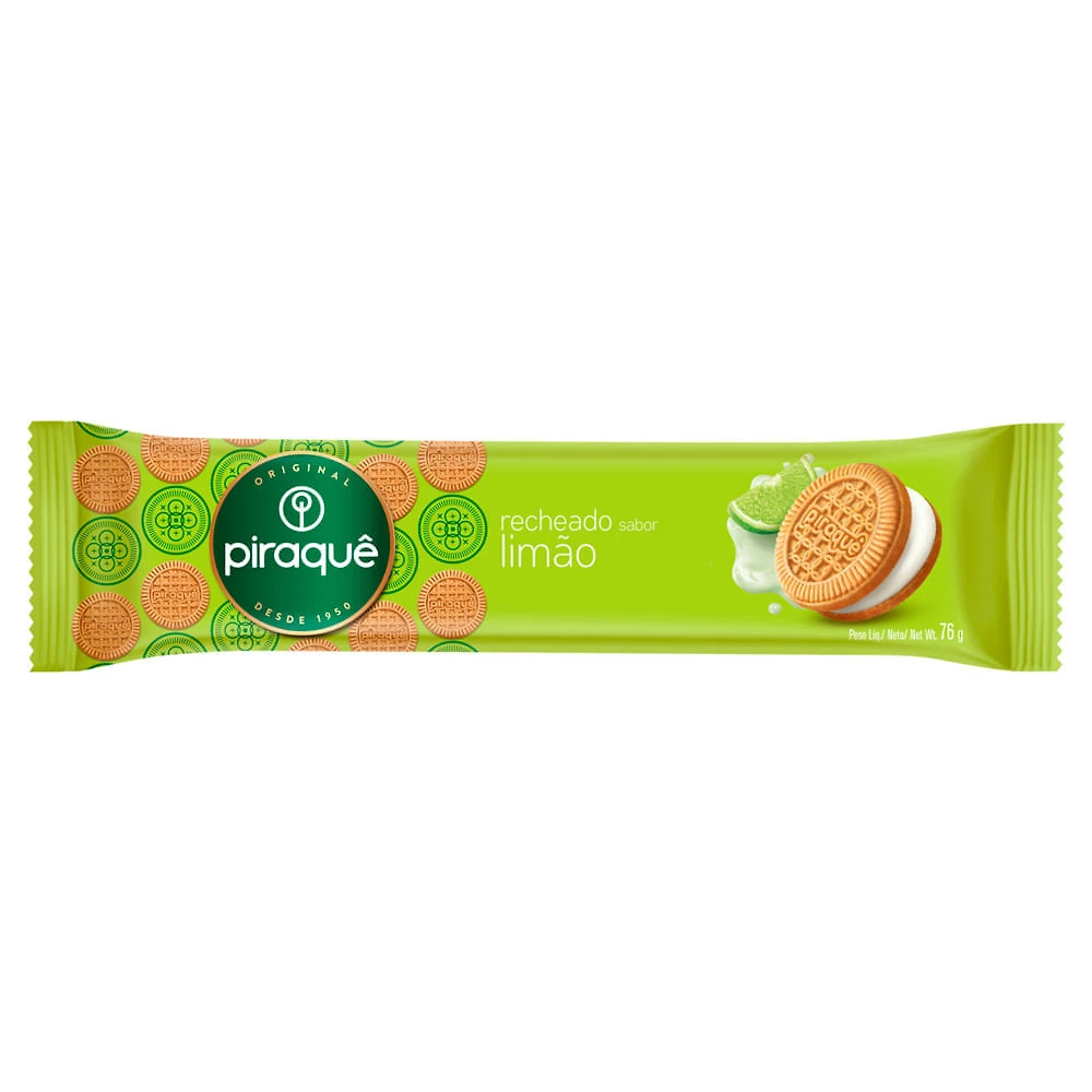 Biscoito Piraquê Recheado Sabor Limão 76g