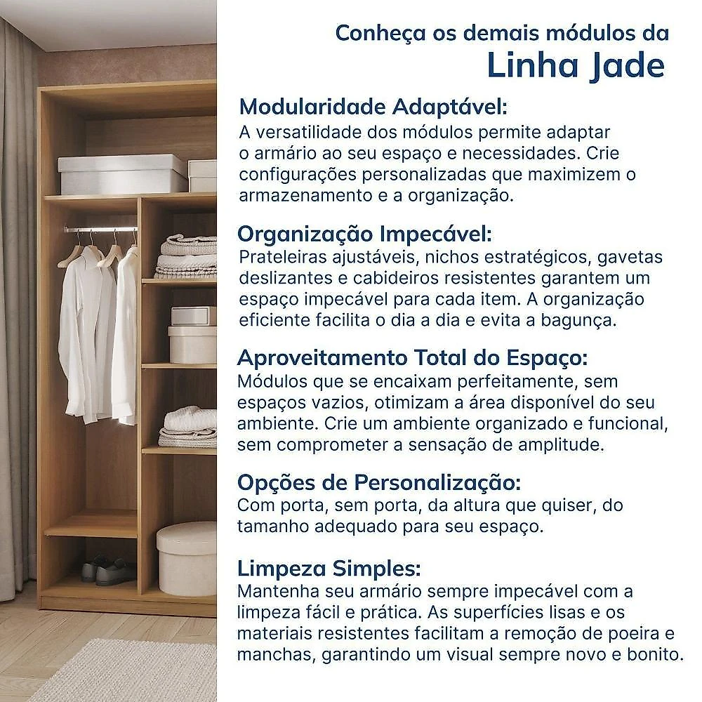 Guarda-roupa Modular 80cm sem Portas com Prateleiras Jade CabeCasa MadeiraOriginals Guarda-roupa Modular 80cm sem Portas com Prateleiras Jade Cabecasa Madeiramadeira Avelã