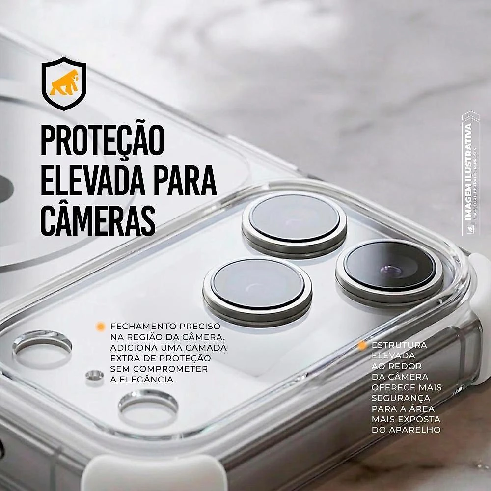 Capa para Iphone 17 Pro Max Gshield Crystal Edge Magsafe Acrílico Transparente Branco