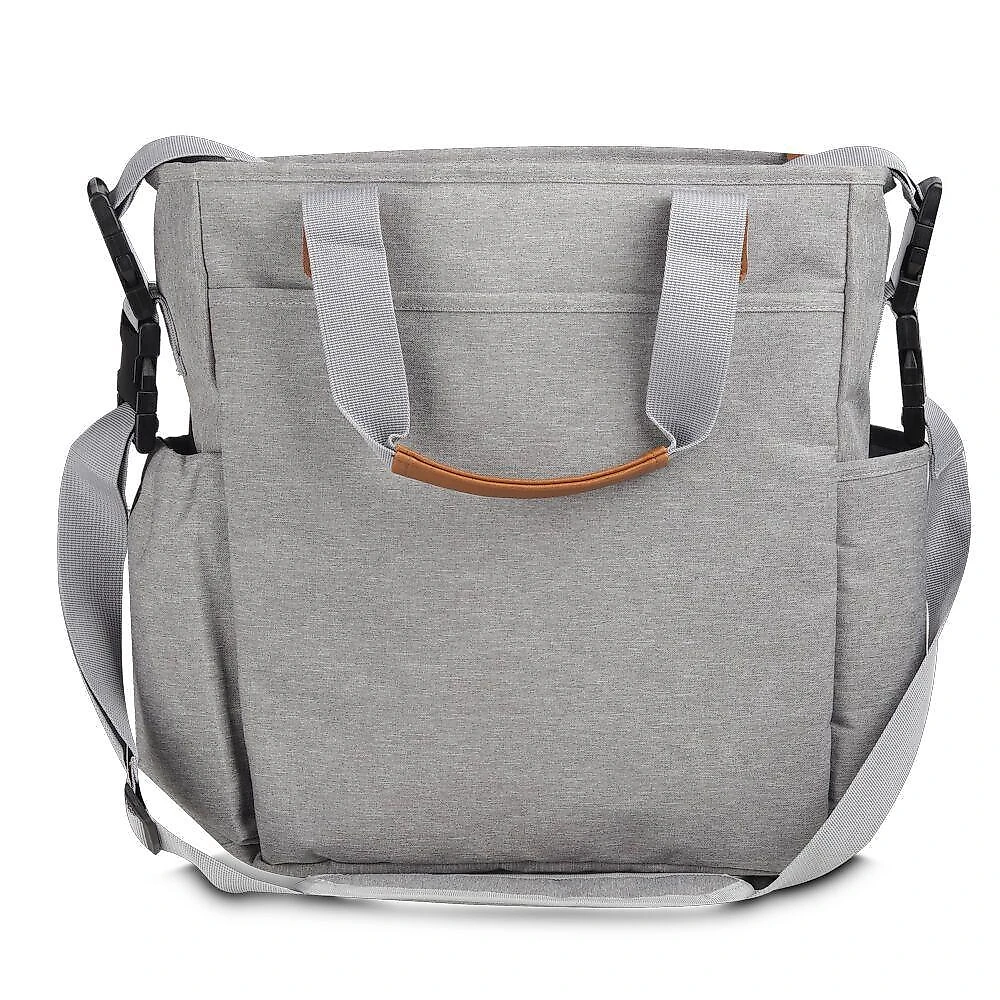 Bolsa Multifuncional em Poliéster Resistente com Detalhes em PU Cinza com Porta Lençinhos