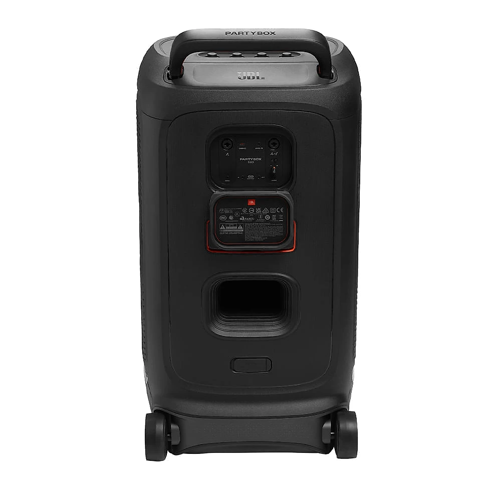 Caixa de Som Bluetooth JBL Party Box 520 BR Preta, Resistente à Respingos IPX4, Show de Luzes Futurista Bivolt