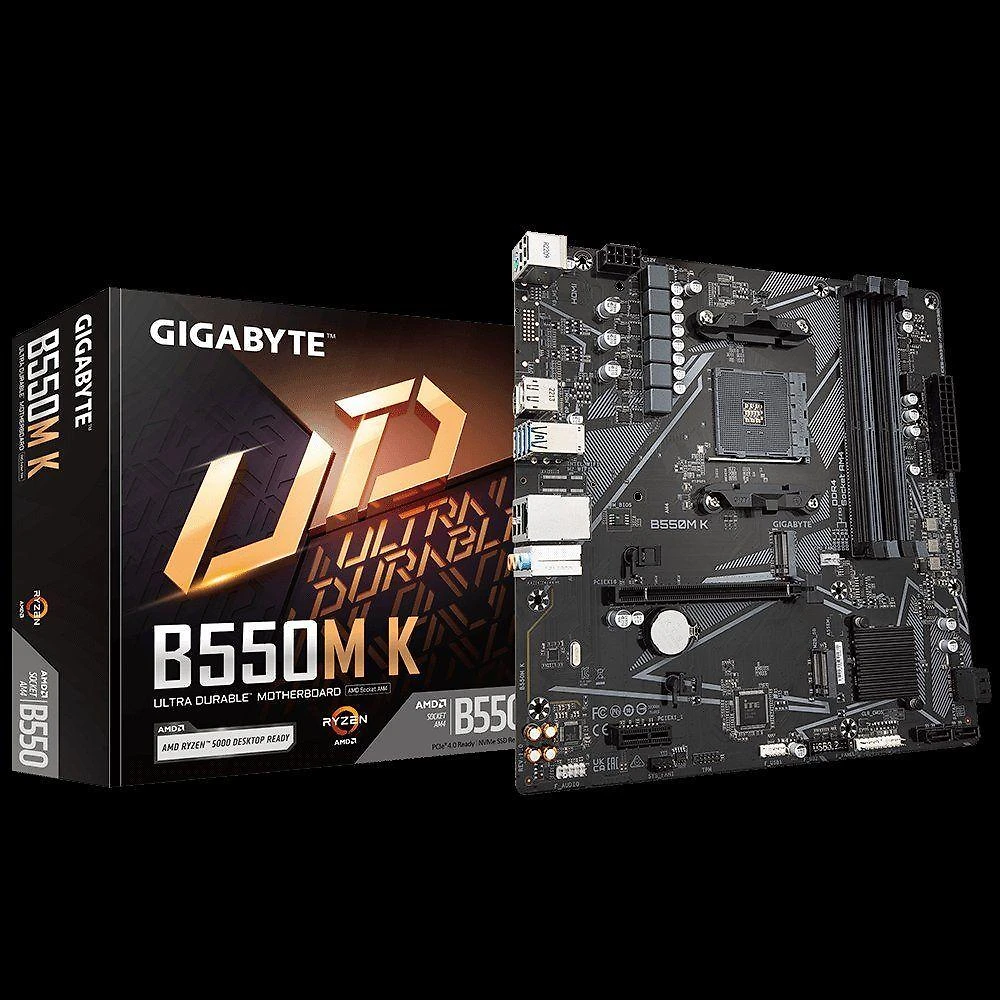 Placa Mae B550M K Socket AMD AM4 DDR4 128GB M2 SATA HDMI Displayport Audio 7.1 Gigabyte