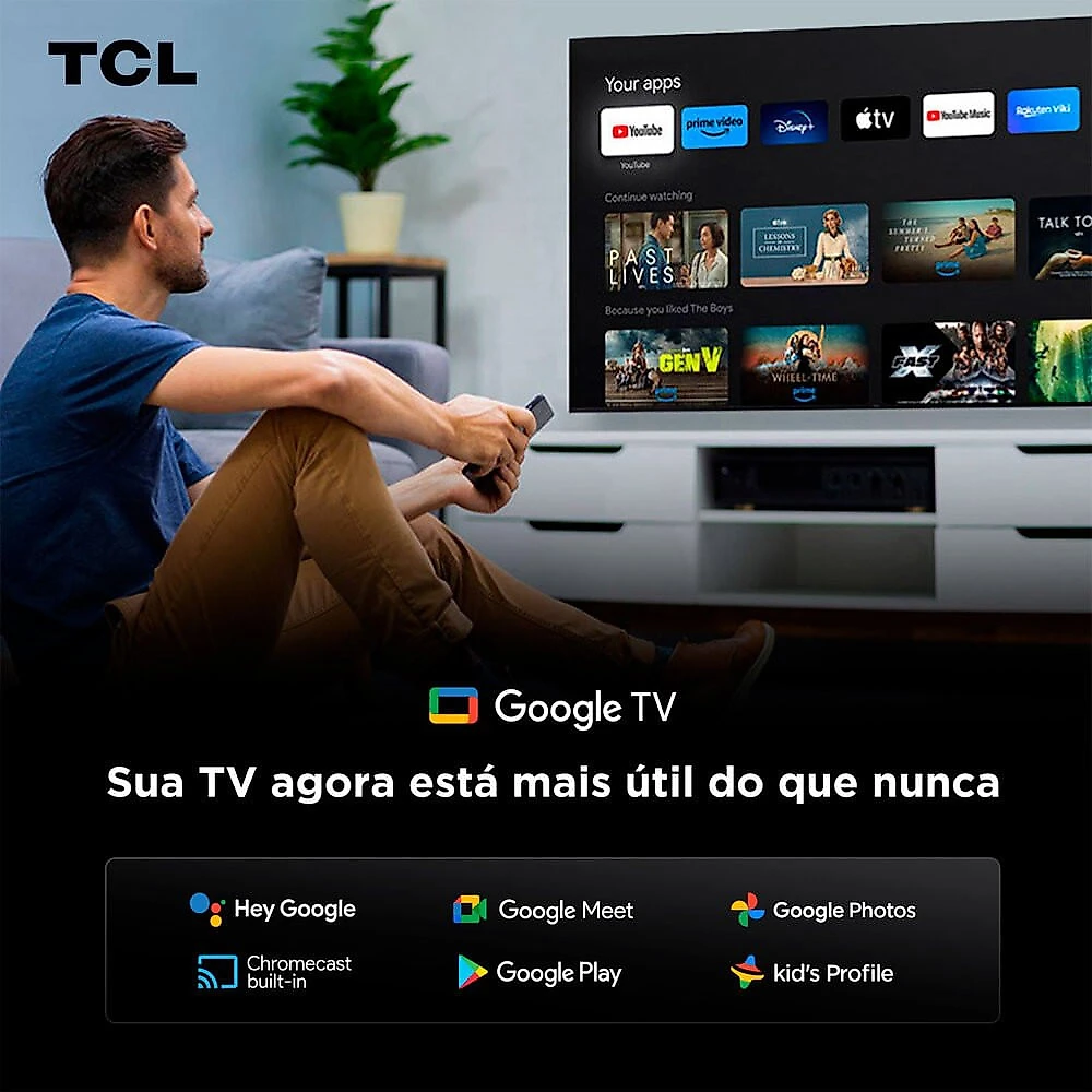 Smart TV TCL 55 AI, 4K UHD, QLED Mini LED, Android TV - 55C6K Preto - C6K - Smart TV - Bivolt