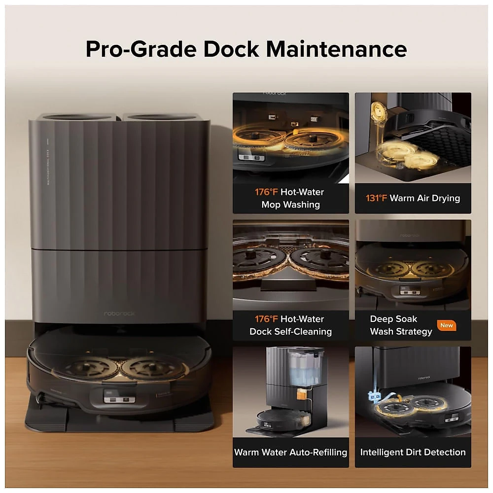 Robô Aspirador Roborock Qrevo Edge 2 com Esfregão 25.000Pa Ultra Fino 8cm Navegação AI Preto 120V