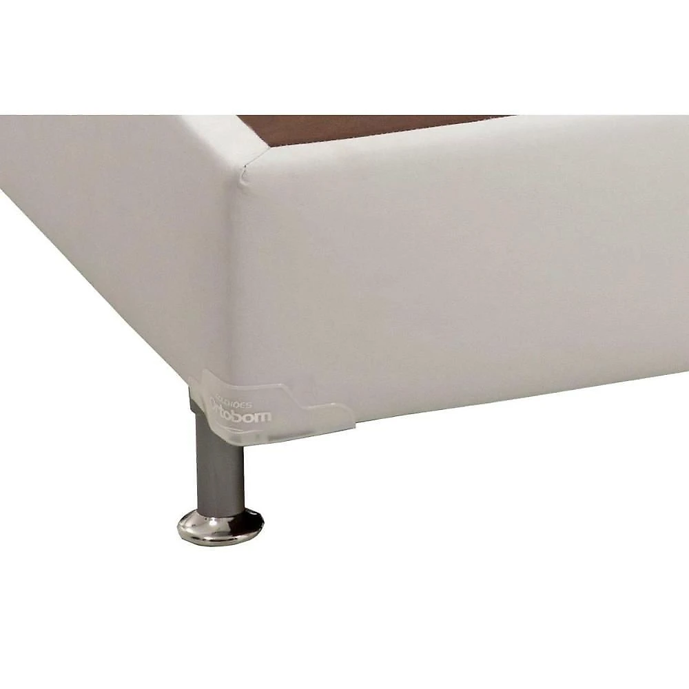 Base Cama Box Solteiro Corano White Madeira Courino Branco Ortobom
