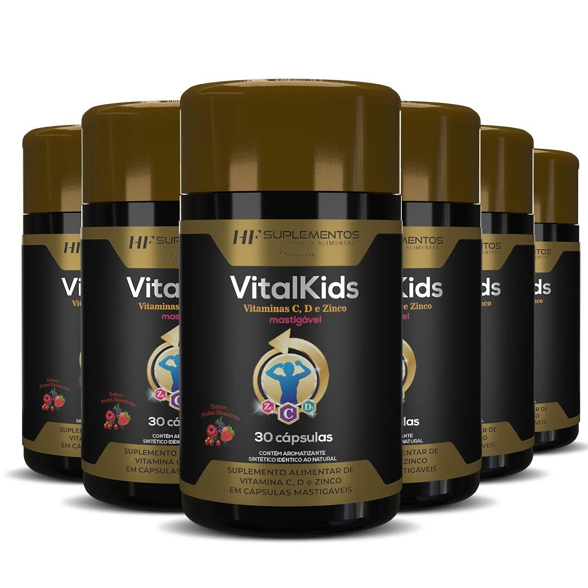 Miniatura 6X Vitalkids Vitamina C D Zinco 30Caps Mastigavel Hf
