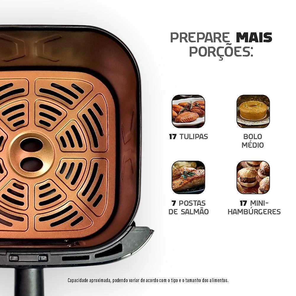 Air Fryer Fritadeira Elétrica Digital Extream 5,5L 1500W Multifunção Branco 220V