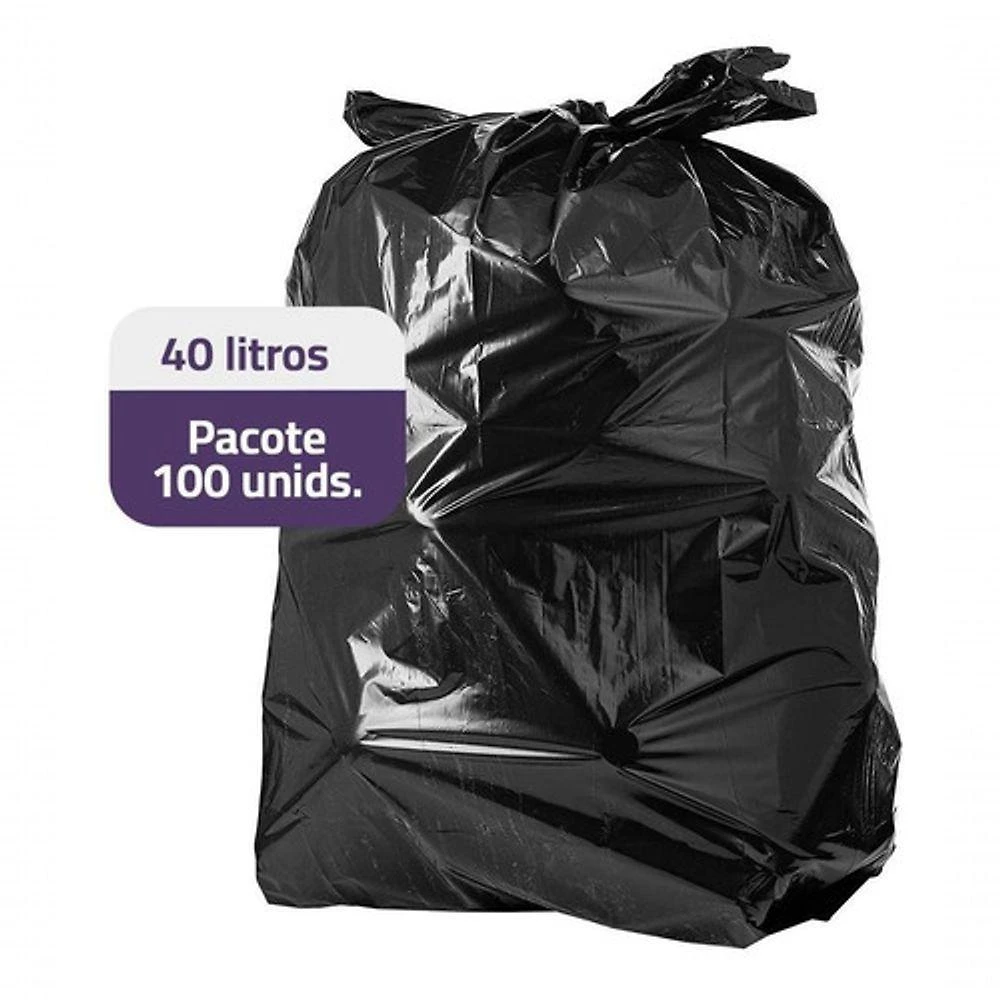 Saco de Lixo 40 Litros Reforçado 100 Unidades para Uso Doméstico Higipack