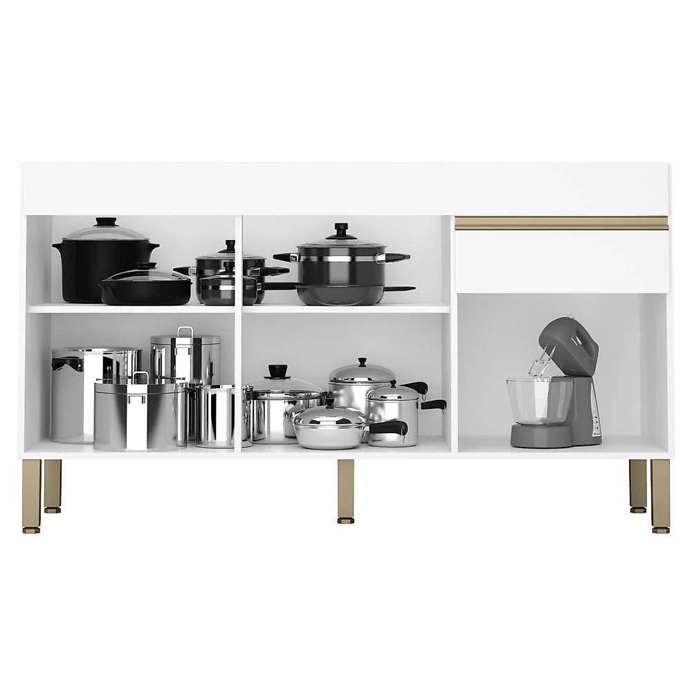 Armário De Cozinha 3 Peças Balcão Sem Tampo 150cm Lina12 K02 Supremo-freijó - Mpozenato