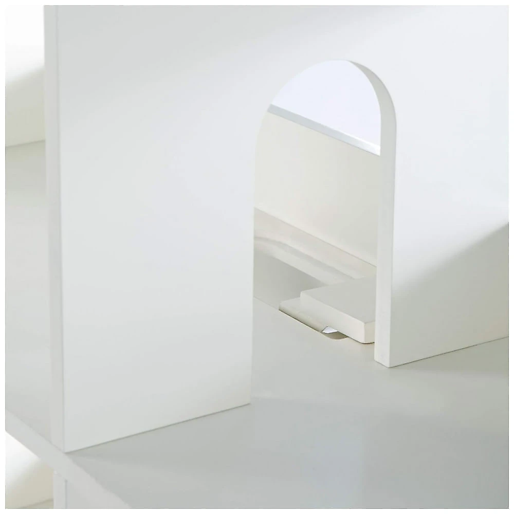 Estante casa de bonecas infantil Martha Stewart Living & Learning branca em madeira com 10 nichos e cestos de tecido para quarto e brinquedoteca
