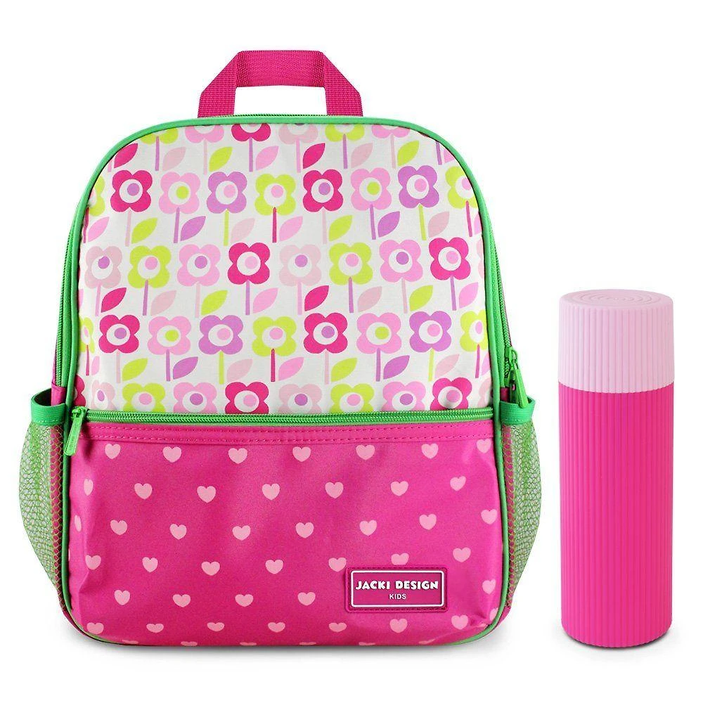 Kit Mochila Infantil + Porta Acessórios Jacki Design Pink Flor