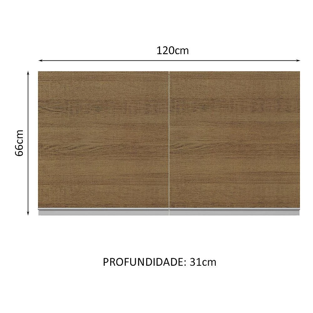 Armário de cozinha aéreo 100% mdf 120 cm 2 portas branco/rustic acordes madesa