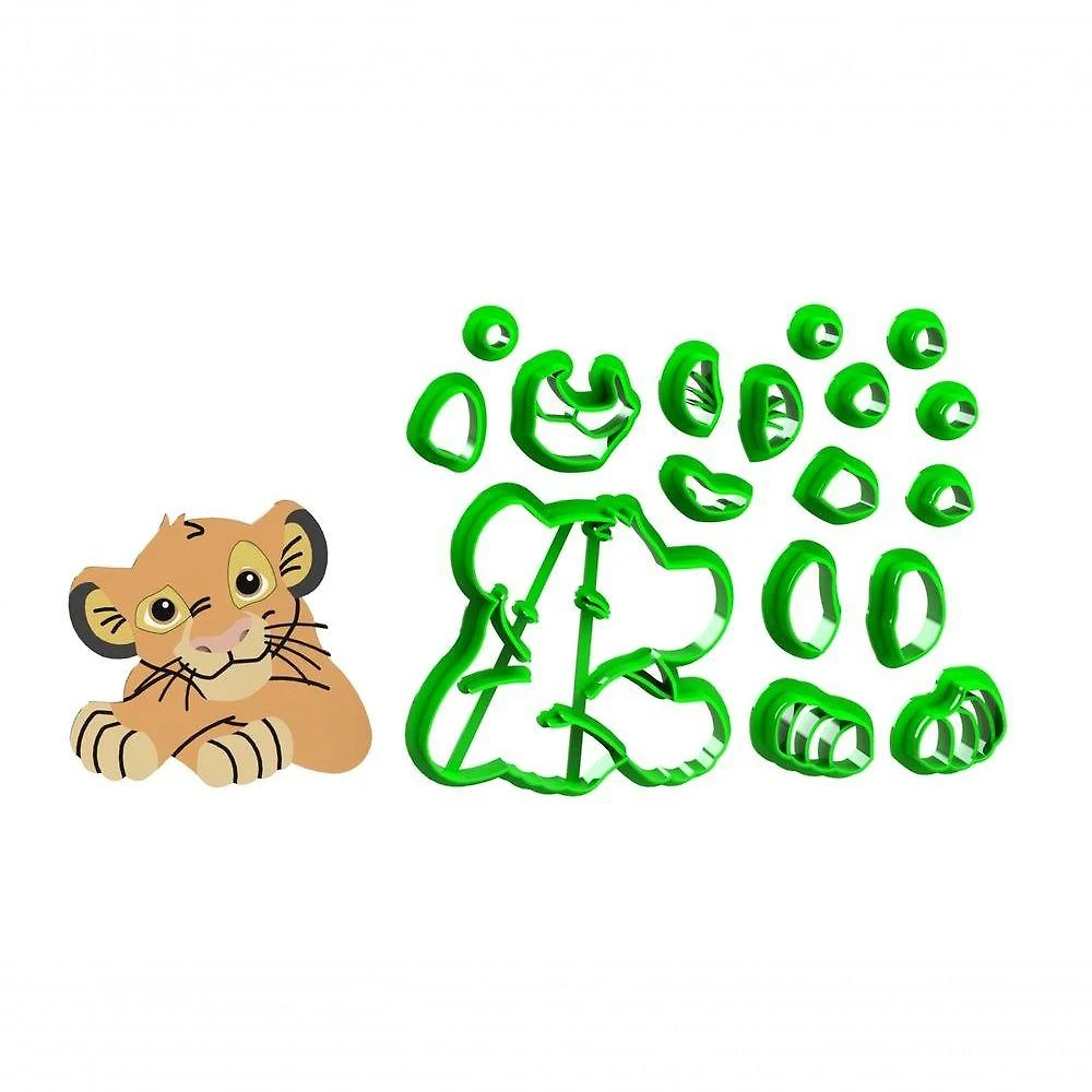 Cortador Rei Leão - Simba Modular Mod2 em Plástico PLA 6CM Branco HB Formas e Cortadores