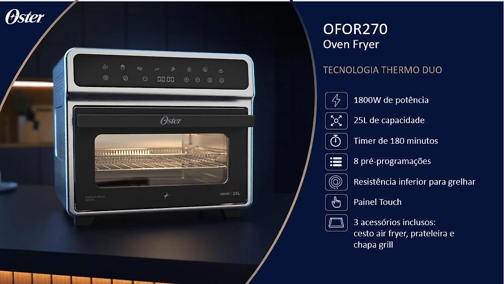 Forno e Fryer Oster 25L Multifunções OFOR270 127V