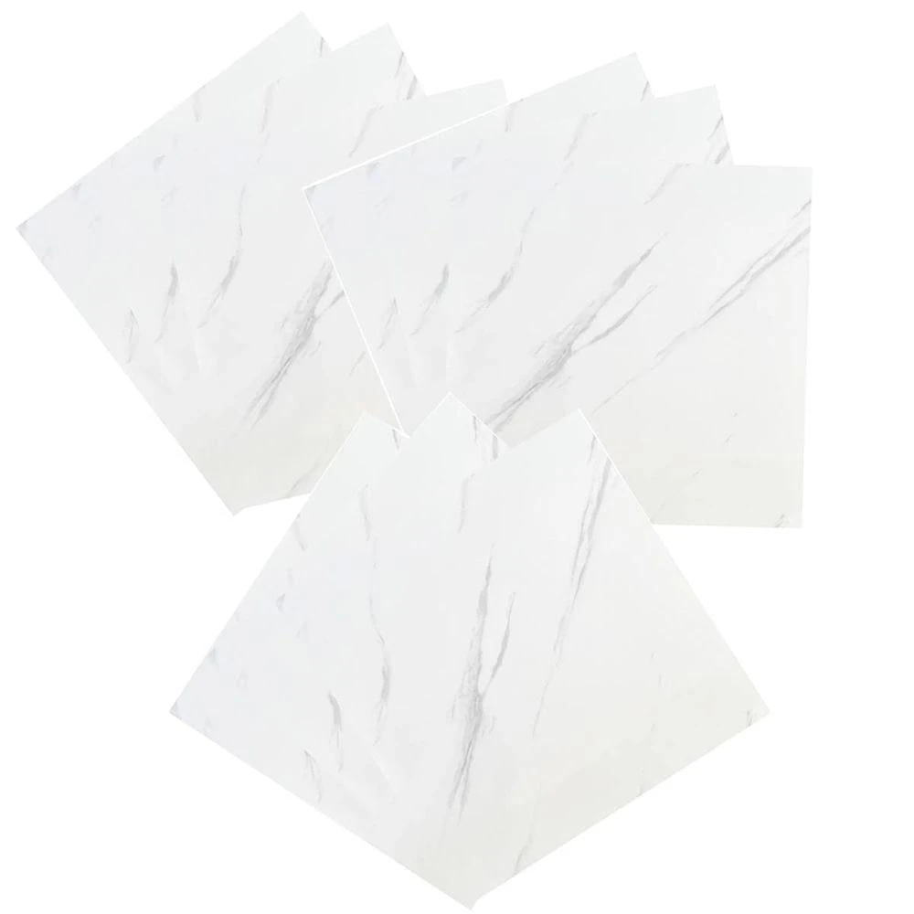 Papel de Parede Marmore 3D Liso PVC Autocolante Branco Braslu Kit 10 Unidades
