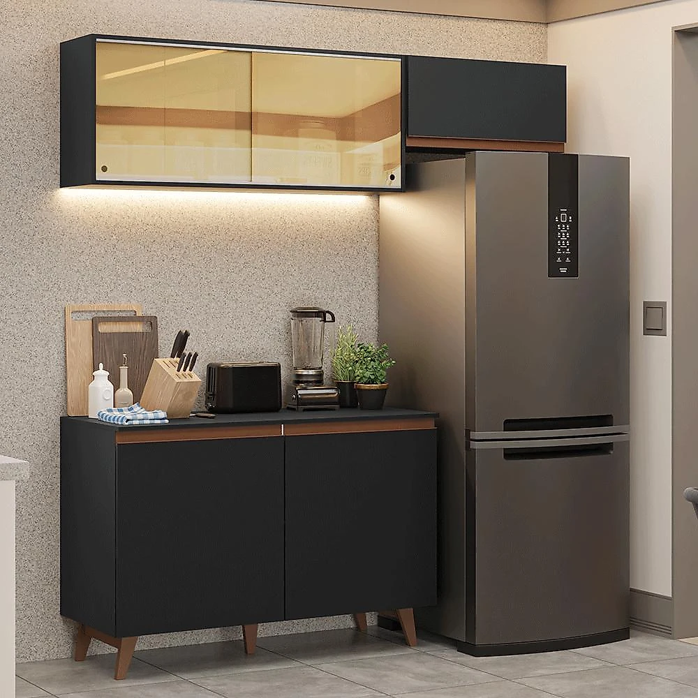Armário de cozinha compacta 190cm preto reims madesa 09