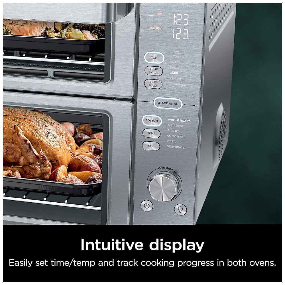 Forno Elétrico Air Fryer 12 em 1 com Porta Flexível e Tecnologia DualZone, 110V 1800W, Ninja DCT601 Double Stack XL, Prata 110v