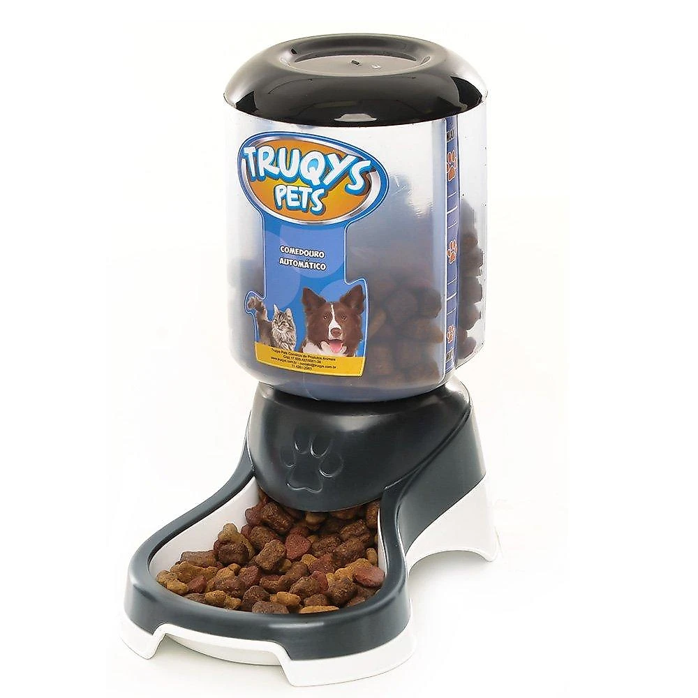 Comedouro Automático Truqys Pets Preto com Galão - 1 Kg