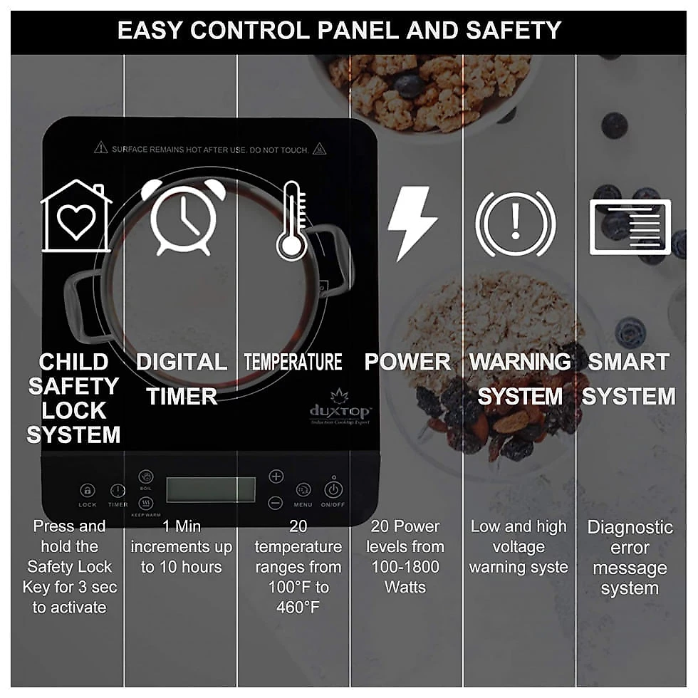 Cooktop de Indução Portátil Duxtop com Controle Digital e Desligamento Automático 110V 1800W