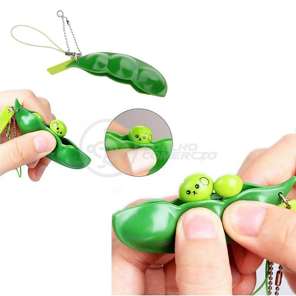Chaveiro Brinquedo Antiestresse Chaveiro Ervilha Fidget Toy para Aliviar Estresse e Ansiedade Verde