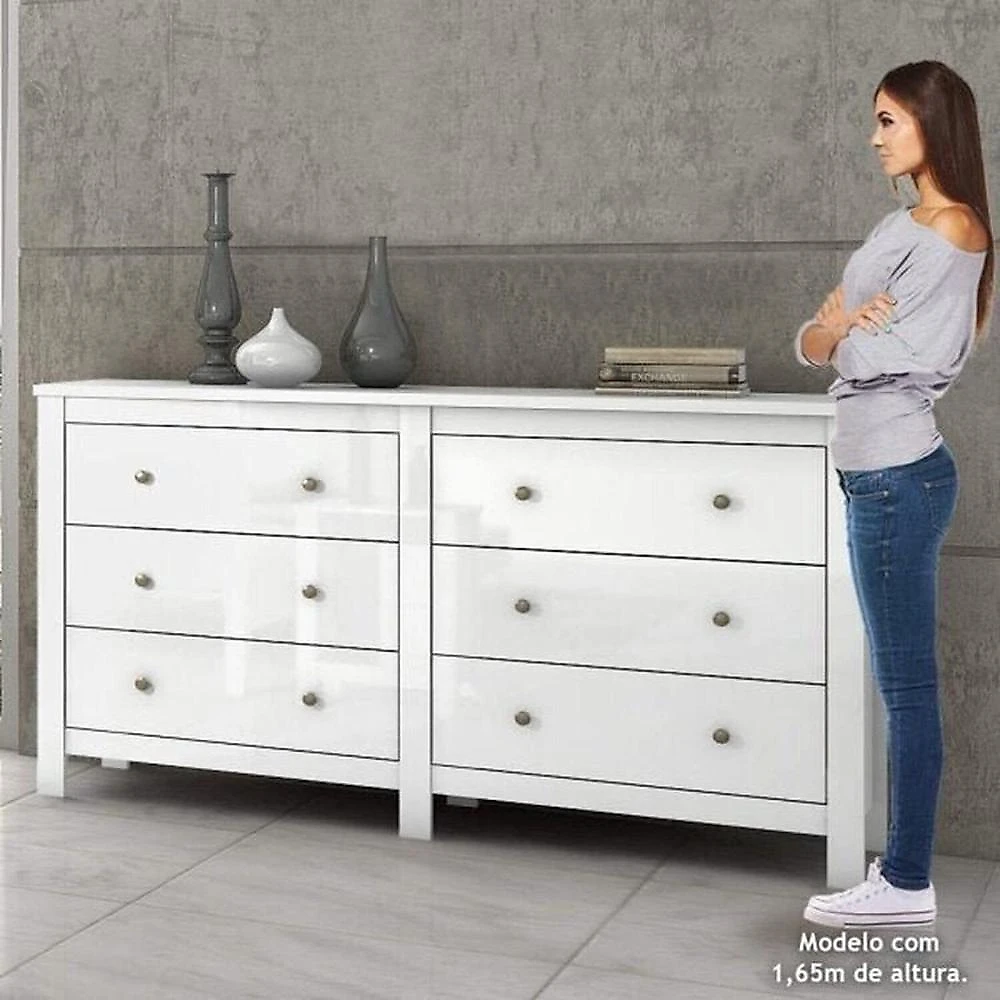 Quarto Infantil com 2 Camas de Solteiro Loop e 1 Cômoda Maggiore Quarto Infantil com 2 Camas de Solteiro Loop e 1 Mesa de Cabeceira Maggiore Branco