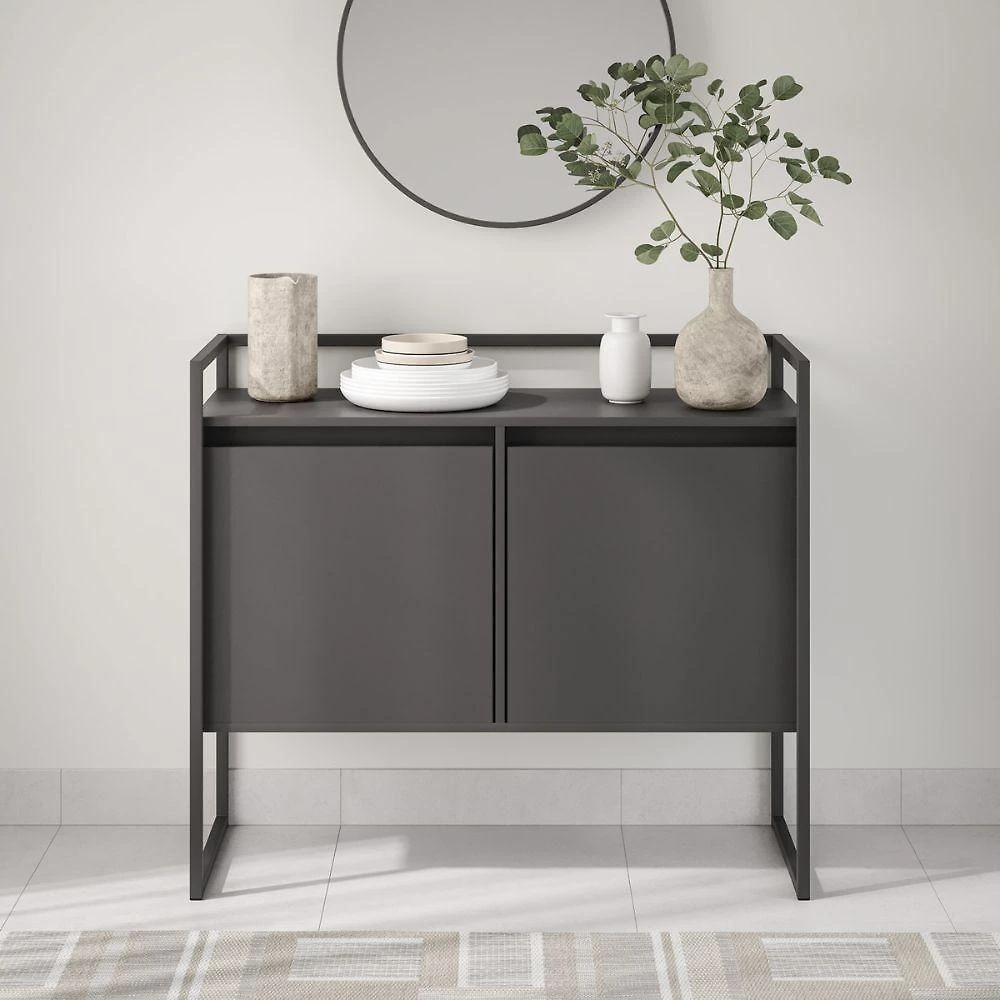 Buffet Solar de Veneza 2 Portas MDP 100,9CM Preto Plata Móveis